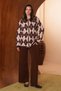 Women's Diamond Patterned Full-Length Zippered 2-Piece Knitwear Hijab Set 8444 - 3