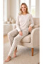 Women's Viscose Pajama Set Winter Long Sleeve Crew Neck Patterned Comfortable Sleepwear m L XL XXL 89-157 - 2