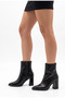 Women's Special Design Pointed Toe Thick Heeled Shiny Crocodile Zippered Boots - 7