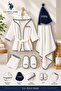 Licensed Baby Boy Cream Navy Blue Bathrobe Set 4 Pieces