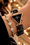 Women's Wristwatch 3 Atm Waterproof Black Steel Cord + Bracelet Gift