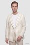 Slim Fit Ecru Dobby 100% Linen Double Breasted Fabric Jacket