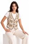 Stone Women's V-Neck Floral Embroidered Buttoned Linen Vest - 3