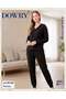 Women's Winter Knitted Camisole Pajama Set V-Neck Long Sleeve Stripe Pattern Homewear S m L XL 09-308 - 4