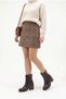 Women's Brown Matte Patent Leather Round Toe Metal Pin Detailed Non-Zipper Pull-On Boots - Comfortable Non-Slip Thermo Sole - 5