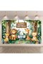 150x210cm Wild animal jungle birthday background, photography backdrop with punch hole, cartoon zoo - 7