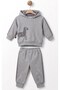 Baby Boy 3-24 Months Zebra Patterned Hooded Tracksuit Set Gray - 2