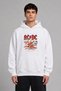 Ac Dc Rock Design Pre-Printed Oversize White Hooded Sweatshirt