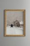 Horse Carriage on Snowy Village Road - Vintage Patterned Painting - Fine Model