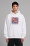 Basic Pattern Design Pre-Printed Oversize White Hooded Sweatshirt