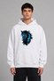 Robot Horse Design Pre-Printed Oversize White Hooded Sweatshirt
