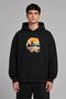 Architectural Design Pre-Printed Oversize Black Hooded Sweatshirt