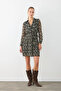 Wrap Cut Pleated Dress - Black - 3