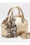 Gold Shiny Textured Women's Handbag and Crossbody Bag - - 5