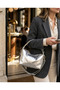 Metallic Silver Soft Textured Shoulder Bag with Adjustable Strap -