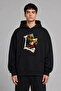 As Kral Design Pre-Printed Oversize Black Hooded Sweatshirt
