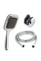 Black Shower Set Hand Shower Head Spiral Hose and Wall Mount Bathroom Shower Set - 2