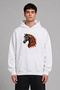 Floral Horse Design Pre-Printed Oversize White Hooded Sweatshirt