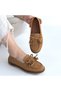 Boriy Tan Leather Powder Suede Ballerina Shoes - 4