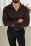 Embroidered Polo Collar Regular Fit Knitwear Sweater Brown
