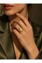 Salmon Stone Oval Ring Gold Color Adjustable Women's Ring - 2