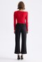 Elastic Waistband Stone Embroidered Trousers Black - 5