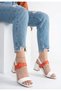 Year White Skin Orange Detailed White Heeled Shoes - 2
