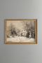 Cottage among Snowy Trees - Vintage Patterned Painting - Fine Model