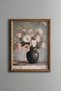 Pastel Flowers in a Black Vase - Vintage Patterned Painting - Fine Model