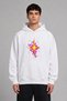 Pink Flame Star Design Pre-Printed Oversize White Hooded Sweatshirt