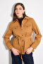Belted Canvas Shirt Jacket - Camel