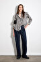 Striped Satin Shirt - Black - 3