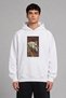 Butterfly Stuck Horse Design Pre-Printed Oversize White Hooded Sweatshirt