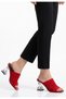 Akva Red Knitwear Transparent Heeled Slippers - 3