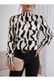 Women's long sleeve turtleneck patterned supreme blouse - 2