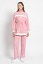 Stripe Detailed Waist Gathered Suit 89140 - Pink
