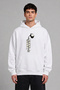 Coffee Tıll Dıe Design Pre-Printed Oversize White Hooded Sweatshirt