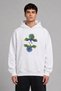 Colorful Couple Birds Design Pre-Printed Oversize White Hooded Sweatshirt