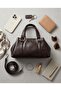 Dark Brown Soft Leather Women's Hand and Shoulder Bag with 3 Compartments, Daily Stylish Bag - 3