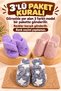 Advantageous 3-Piece Package Winter Plush Patterned Silent Orthopedic Sole Dowry Guest House Slippers Set