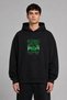 Nothing Gro Design Pre-Printed Oversize Black Hooded Sweatshirt