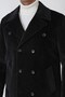 Comfort Fit Woolen Black Double-Breasted Coat with Side Pockets Ka 096 - 6