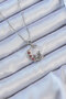 316L Steel Chain Silver Color Red Rose Detail Cat Figure Zircon Stone Moon Necklace