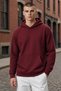 Unisex 3 Thread Burgundy Basic Sweatshirt Hoodie