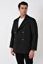 Comfort Fit Side Pocket Cotton Black Double Breasted Coat Ka 095 - 5