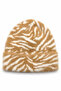 Women's Soft Furry Beret Zebra Pattern Camel - 3