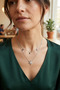 Brass Silver Color Zircon Stone Pole Star Model 2-Piece Women's Necklace - - 2