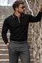 Men's Half-Zip Casual Black Sweater - 4