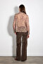 Shawl Patterned Blouse with Judge Collar - Green - 6