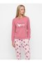 Women's Thermal Pajama Set Love Patterned Pink
